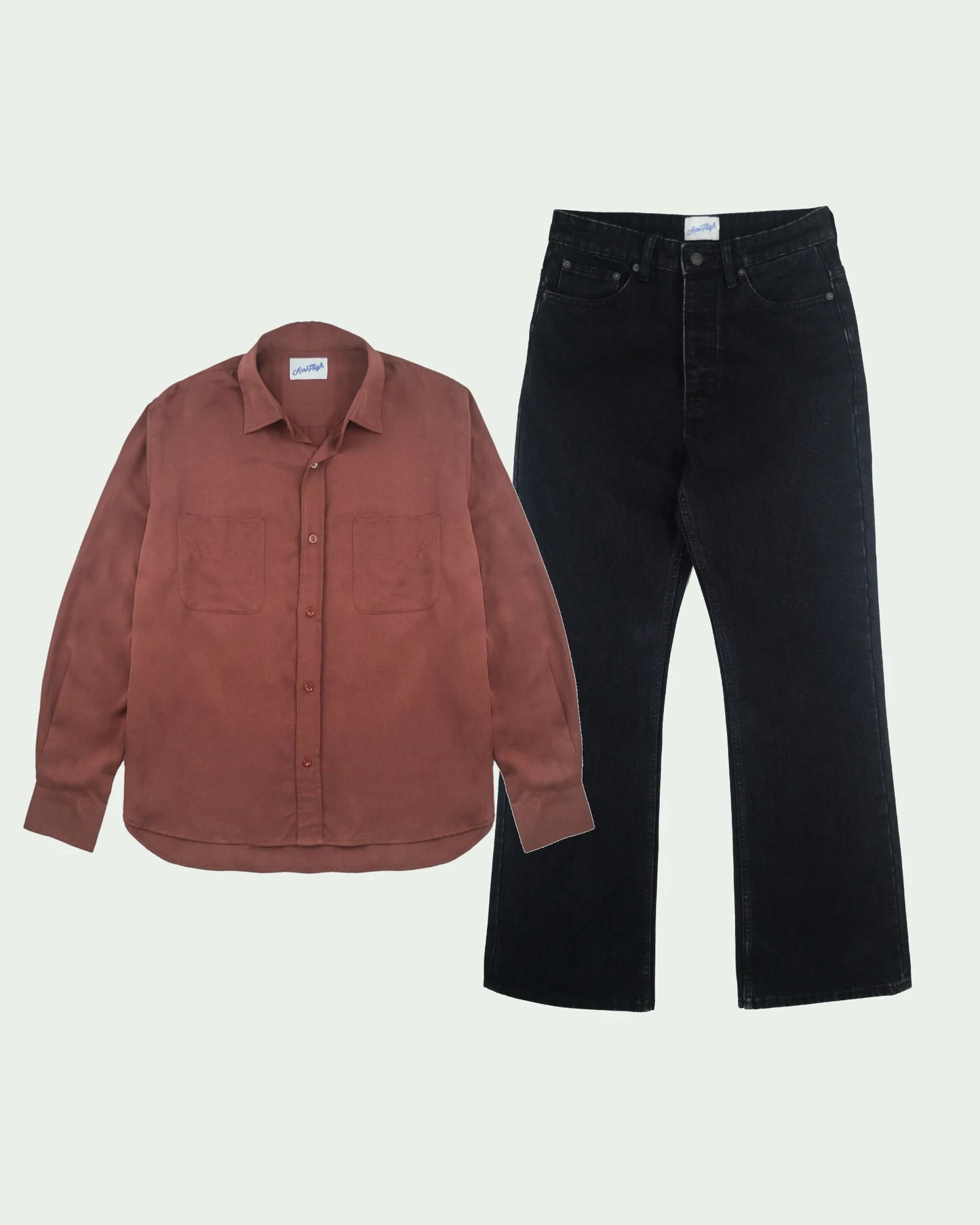 SPADE FLARE JEANS + TENCEL DINER SHIRT