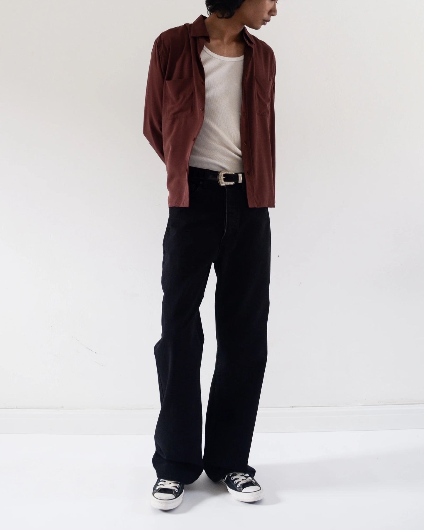 SPADE FLARE JEANS + TENCEL DINER SHIRT