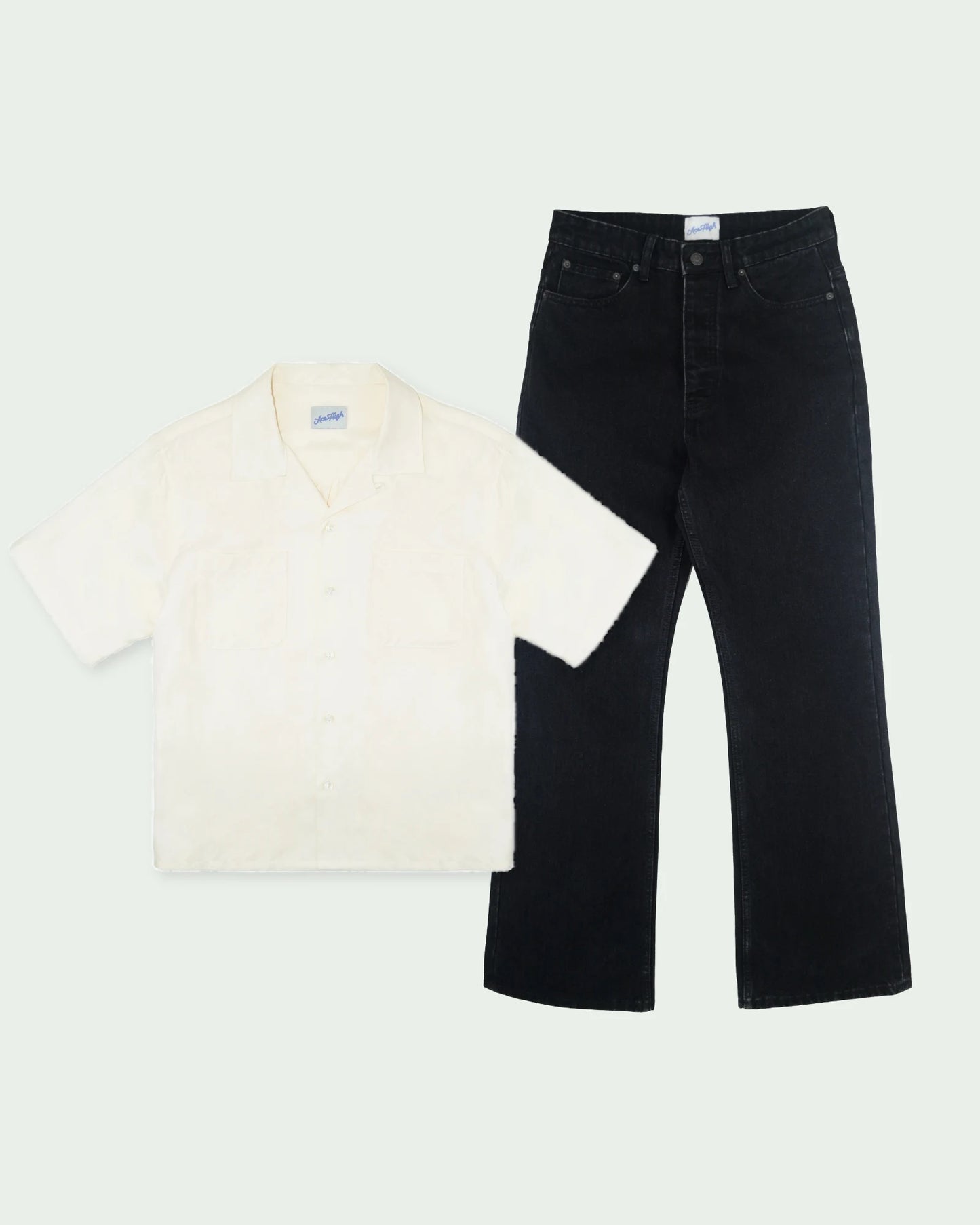 SPADE FLARE JEANS + RIPPLE CAMP SHIRT