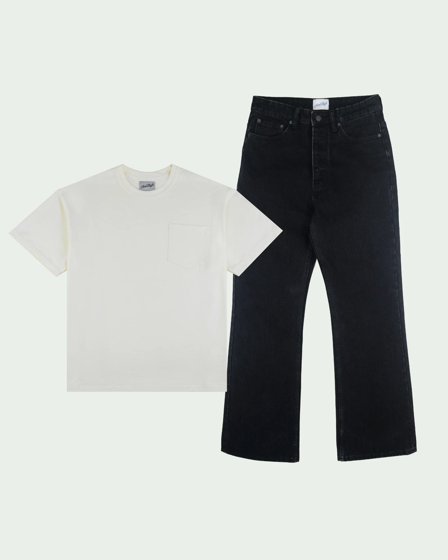 SPADE FLARE JEANS + SLUB POCKET TEE