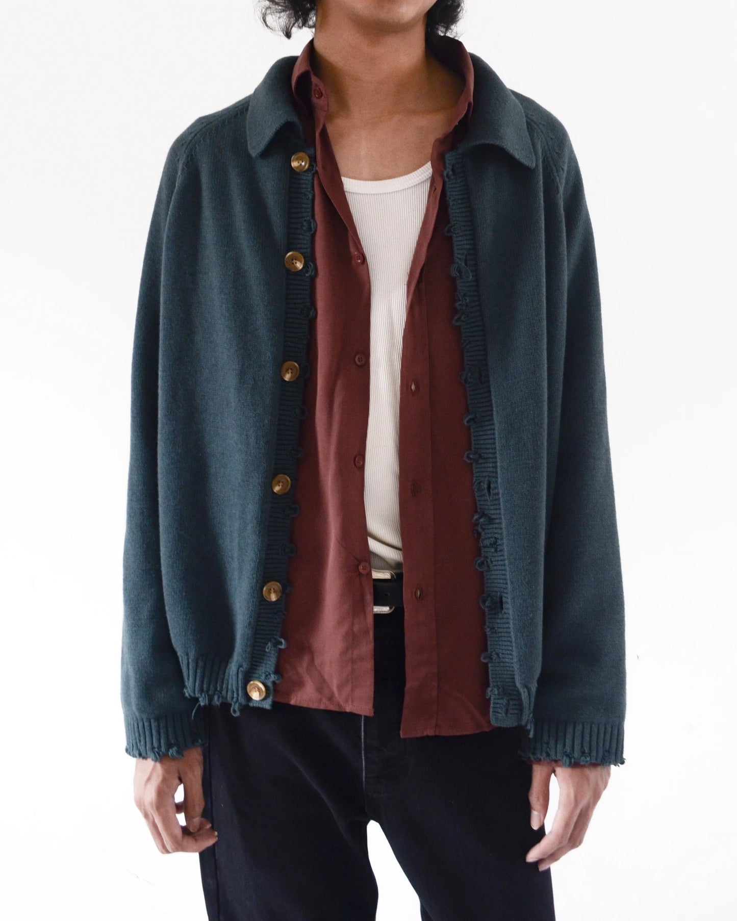 FRAY CARDIGAN + TENCEL DINER SHIRT